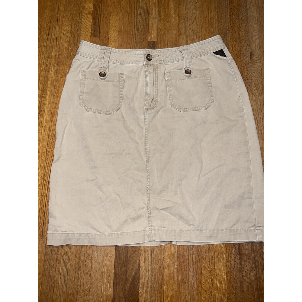 Riders Copper Collection Women 7/8 M Khaki Cargo Pocket Front‎ Y2K Midi Skirt